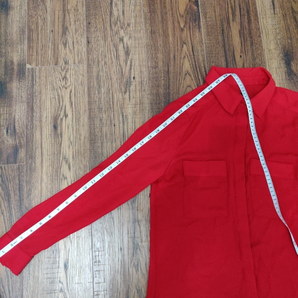 Le Chateau Red Semi Sheer Dress Shirt Blouse - Picture 7 of 8
